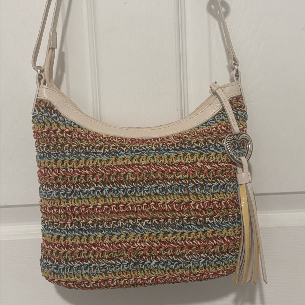 Brighton Multicolor Woven Crossbody Bag with Cream Trim - Picture 3 of 6